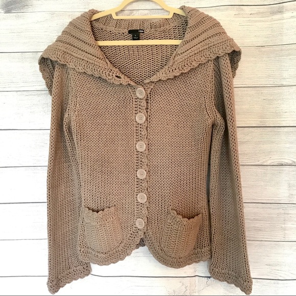 H&M Chunky Knit Sweater Cardigan Size Large - Picture 2 of 10